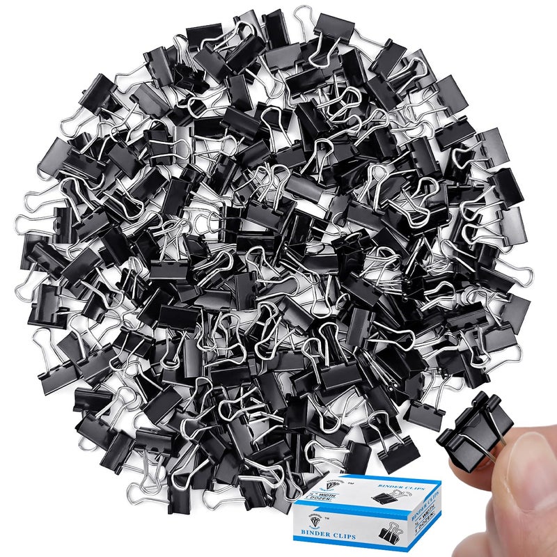 JIURUN 240 Pack Mini Binder Clips, Black Binder Clips, Small Paper Clips 15mm 5/8 Inch. Micro Size Office Clips for Home School Office and Business (15mm 5/8 Inch-240 PCS) - Image 1